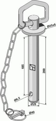 Steckbolzen mit Kette und Klappsplint Typ I 14-185-28
