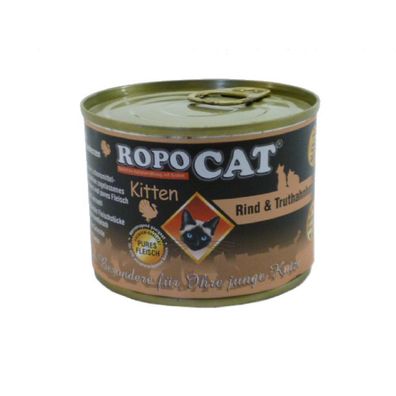 RopoCat?Kitten Feinstes Rind & Truthahnherzen - 24 x 200g?Nassfutter