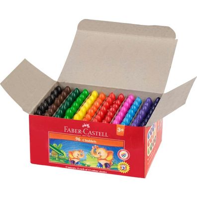 Kinder Wachsmalkreide 96 Stück in 12 Farben sortiert, von Faber Castell