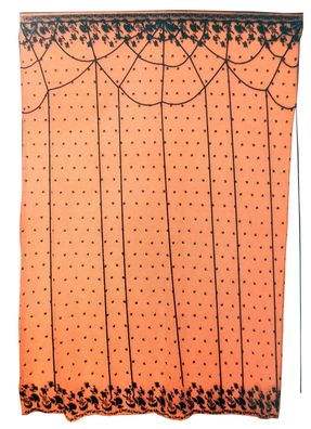 Halloween Dekoration - Vorhang (orange, 160x210cm) Gardine Deko Kürbis Fenster