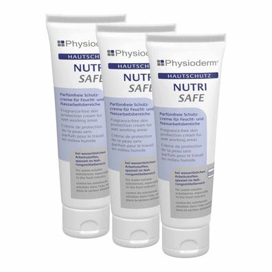 Physioderm Hautschutzcreme Nutri Safe 3x 100ml Hautcreme Gesichtscreme HACCP-konform