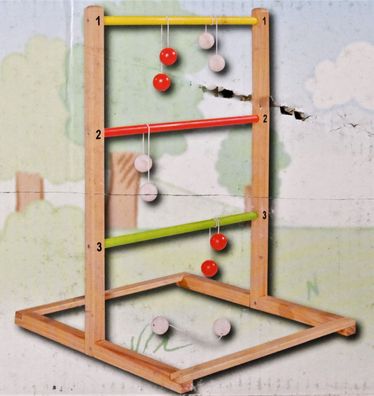 Eichhorn - Outdoor Leitergolf, Wurfspiel mit 6 Bolas, 3 Sprossen, 55x60x75 cm