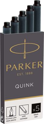 Parker Tintenpatronen für Füller | lange Patronen | schwarze QUINK Tinte | 5 Stück