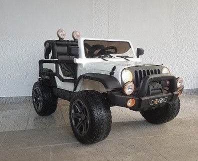 Kinderauto Elektro auto Jeep 12V 2x45W Motor weiß Kinderfahrzeug Doppelsitzer SUV ATV
