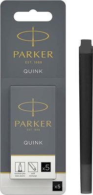 Parker Tintenpatronen für Füller | lange Patronen | schwarze QUINK Tinte | 5 Stück...