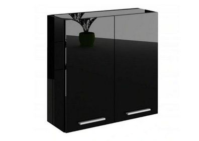 Badezimmerschrank ganz schwarz hochglanz W16 Breite 59 cm Höhe 100 cm