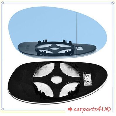 Spiegelglas MIT PLATTE FÜR BMW Z4 E85 / E86 2002-2008 RECHTS Beheizbar BLAU