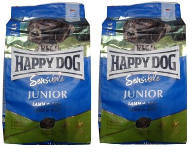 2 x 10kg Happy Dog Sensible Junior Lamb & Rice (Lamm & Reis) Hundefutter TOP