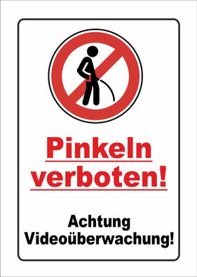 Schild Pinkeln verboten! Videoüberwachung Pissen urinieren, Schilder 3 Größen