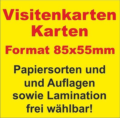 Visitenkarten - Auflage + Papierstärke und Laminierung frei wählbar!
