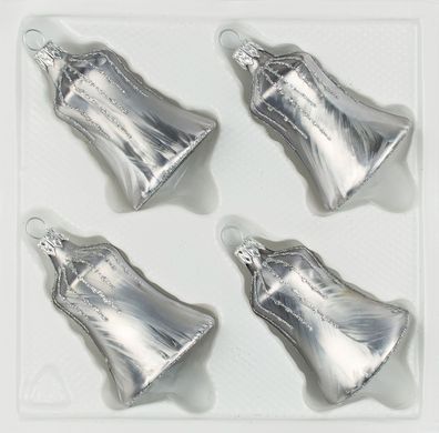 4 tlg. Glas-Glocken Set in "Ice Grau Silber" Regen
