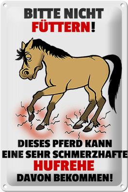 Blechschild Pferd 20x30 cm Bitte nicht füttern Hufrehe Deko Schild tin sign