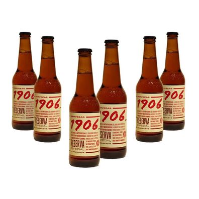 6er Set Spanisches Bier "1906" Reserva Cerveza 33cl