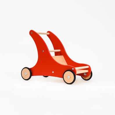 Lauflernwagen Sharky Rot aus Holz mit Bremssystem