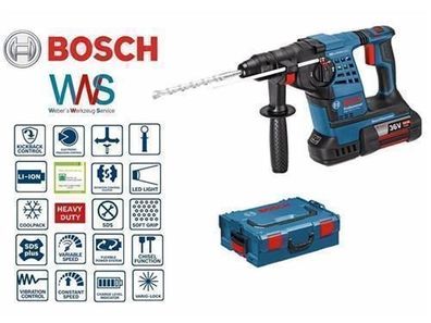 Bosch Akku-Bohrhammer GBH 36 V-LI Plus Pro. m. SDS-Plus inkl. 2x 4,0Ah Akku + LG ...
