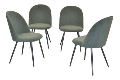 4 x Esszimmerstühle Samt grün Polsterstühle Stuhlsets Sitzschale modern design
