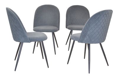 4 x Esszimmerstühle Samt grau Polsterstühle Stuhlsets Sitzschale modern design