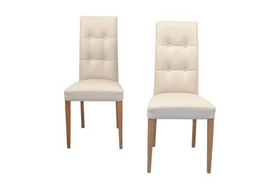 2 x Esszimmerstühle Kunstleder beige Polsterstühle Stuhlset modern design NEU