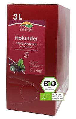 Bleichho Bio Holundersaft – 100% Direktsaft, Bag-in-Box mit Zapfsystem (3l Saftbox)