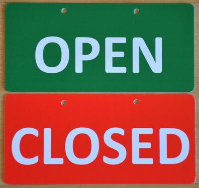 Open/ Closed mit oder ohne Saugnäpfen, Ladenschild, Wendeschild, Wechselschild
