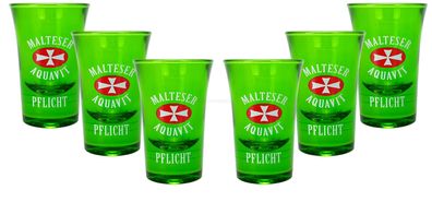 Malteser Aquavit Pflicht Shotglas Schnapsglas Glas Gläser Set - 6x Shotgläser F