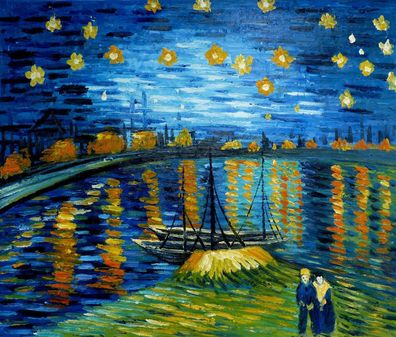 Van Gogh - Sternennacht über der Rhone - Leinwandbild auf Keilrahmen gespannt!