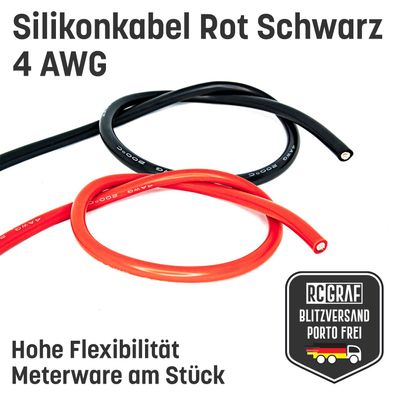 Silikonkabel 4 6 8 10 12 14 16 18 AWG hochflexibel Rot Schwarz Kupfer RC Kabel