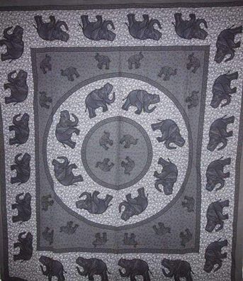 Elefantenherde Mandala Wandteppich