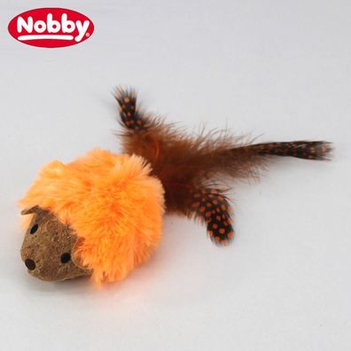 Nobby Plüschmaus mit Catnip und Federn - Katzenspielzeug Plüsch Maus
