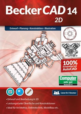 BeckerCAD 14 2D - 3 User Lizenz - CAD - Konstruieren - Zeichnen - Download Version