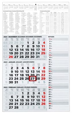 Kombi 3-Monatskalender 2023 großer Wandkalender für Büro Dreimonatskalender