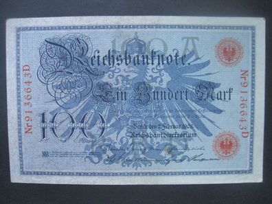 Deutsches Reich Reichsbanknote 100 Mark 1908 roter Siegel (GB 610)