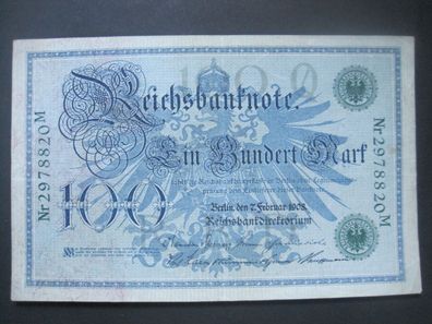 Deutsches Reich Reichsbanknote 100 Mark 1908 Grüner Siegel (GB 173)