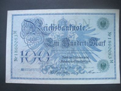 Deutsches Reich Reichsbanknote 100 Mark 1908 Grüner Siegel (GB 436)