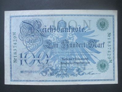 Deutsches Reich Reichsbanknote 100 Mark 1908 Grüner Siegel (GB 612)