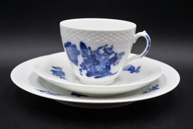 Royal Copenhagen Blaue Blume & Korb 3 tlg. Kaffeegedeck / Porzellan Nr.10 #A