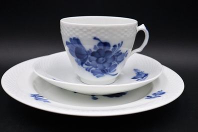 Royal Copenhagen Blaue Blume & Korb 3 tlg. Kaffeegedeck / Porzellan Nr.5 #A