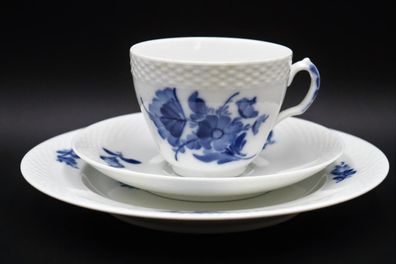 Royal Copenhagen Blaue Blume & Korb 3 tlg. Kaffeegedeck / Porzellan Nr.14 #A