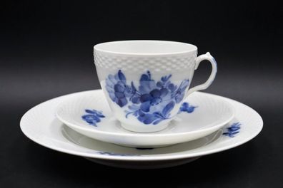 Royal Copenhagen Blaue Blume & Korb 3 tlg. Kaffeegedeck / Porzellan Nr.9 #A