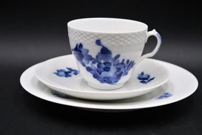 Royal Copenhagen Blaue Blume & Korb 3 tlg. Kaffeegedeck / Porzellan Nr.7 #A