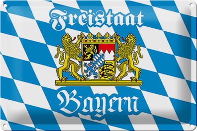 Blechschild Bayern 30x20 cm Freistaat Bayern Wappen Metall Deko Schild tin sign