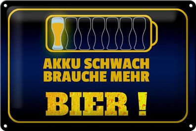 Blechschild Spruch Brauche mehr Bier Metallschild Wanddeko 30x20 cm tin sign