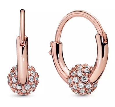 Ohrringe Kreolen 925er Silber roségold mit Strasssteinen kompatibel mit Pandora