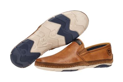 Bugatti Herren Leder Schuhe sportliche Slipper Sandstone Mokassin, Cognac, 46 EU