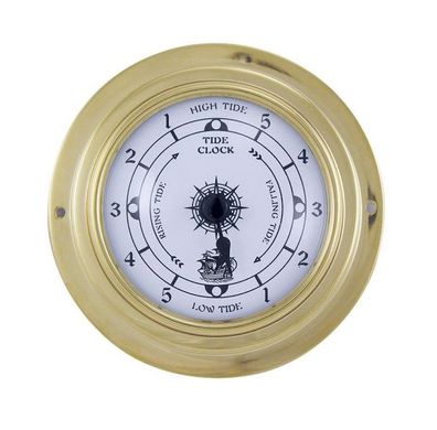 Tidenuhr, Schiffsuhr, Bootsuhr, maritime Tide Uhr im Messing Gehäuse Ø 10 cm