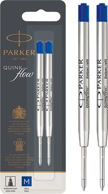 Parker Kugelschreiberminen | mittlere Schreibspitze | blaue QUINKflow Tinte | 2 ...