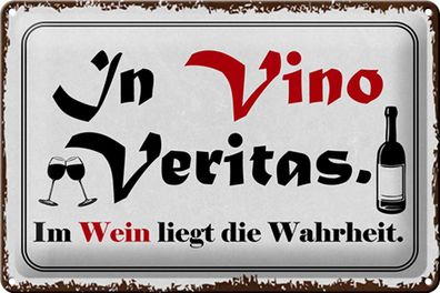 Blechschild Spruch 30x20 cm in Vino Veritas Wein Wahrheit Deko Schild tin sign