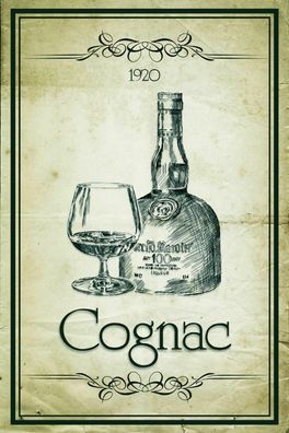 Blechschild Alkohol 20x30 cm 1920 Cognac Retro Metall Deko Schild tin sign