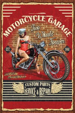 Blechschild Pinup 20x30 cm Retro Motorcycle Garage Vintage Deko Schild tin sign