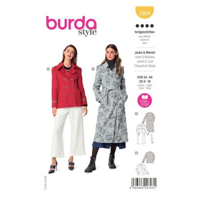 burda style Papierschnittmuster Trench Mantel und Kaban-Jacke #5984